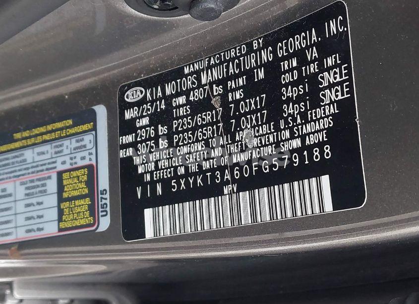 Photo 9 of 2015 Kia Sorento LX (VIN 5XYKT3A60FG579188)