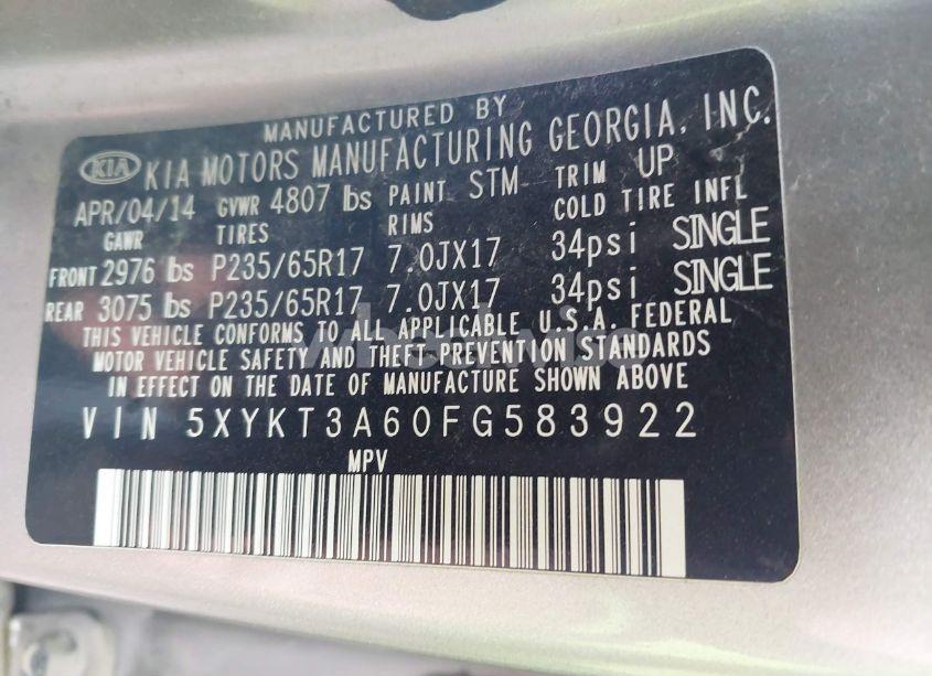 Photo 9 of 2015 Kia Sorento LX (VIN 5XYKT3A60FG583922)