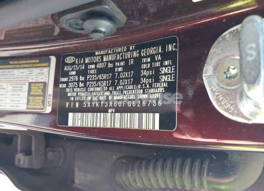 Photo 9 of 2015 Kia Sorento LX (VIN 5XYKT3A60FG626736)