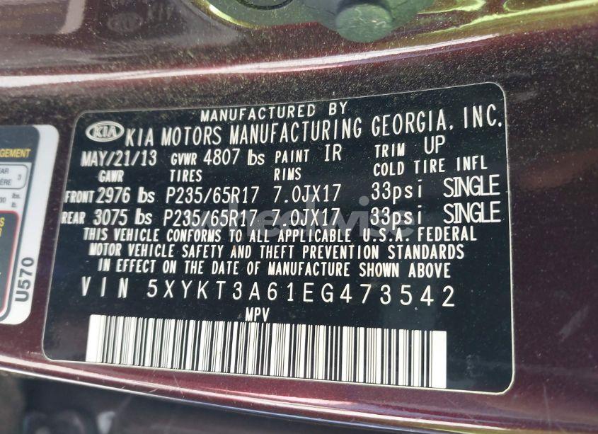 Photo 9 of 2014 Kia Sorento LX (VIN 5XYKT3A61EG473542)