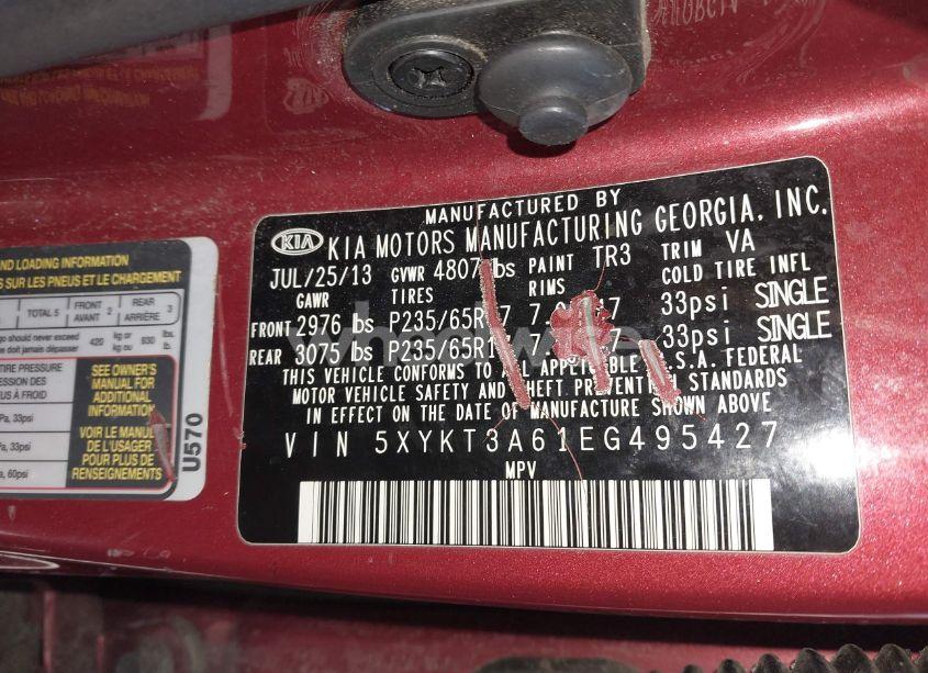 Photo 9 of 2014 Kia Sorento LX (VIN 5XYKT3A61EG495427)