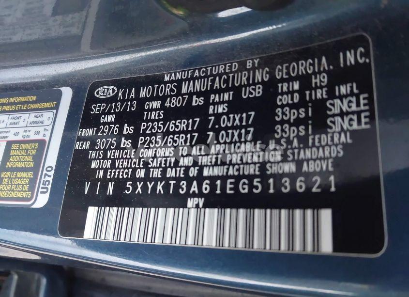 Photo 9 of 2014 Kia Sorento LX (VIN 5XYKT3A61EG513621)
