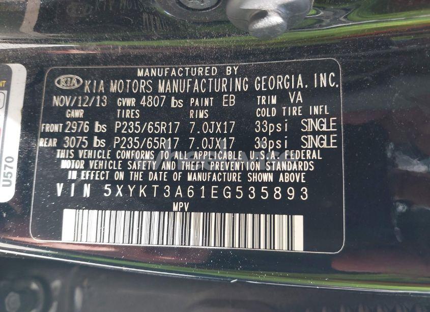 Photo 9 of 2014 Kia Sorento LX (VIN 5XYKT3A61EG535893)