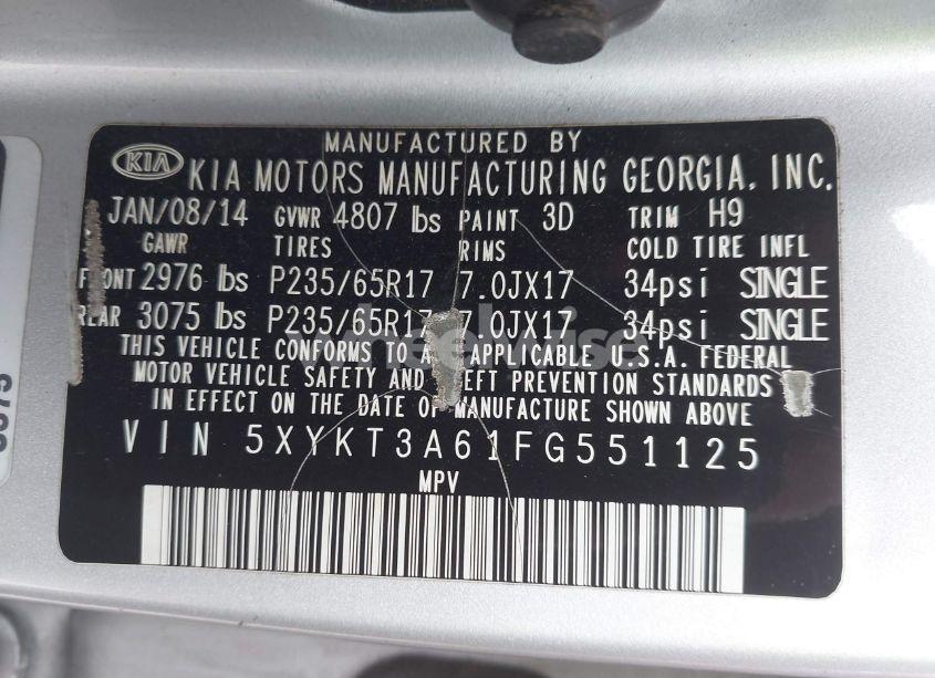 Photo 9 of 2015 Kia Sorento LX (VIN 5XYKT3A61FG551125)