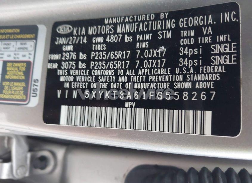 Photo 9 of 2015 Kia Sorento LX (VIN 5XYKT3A61FG558267)
