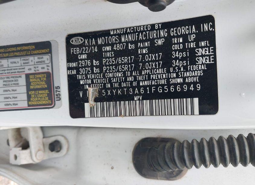 Photo 9 of 2015 Kia Sorento LX (VIN 5XYKT3A61FG566949)