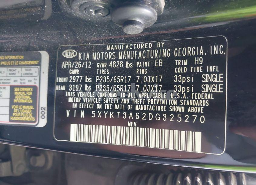 Photo 9 of 2013 Kia Sorento LX (VIN 5XYKT3A62DG325270)