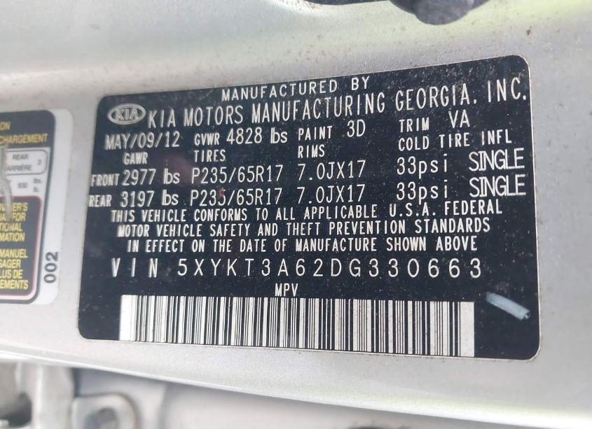 Photo 9 of 2013 Kia Sorento LX (VIN 5XYKT3A62DG330663)