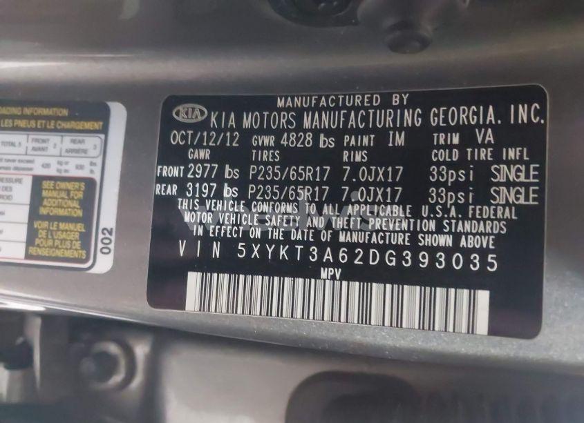 Photo 9 of 2013 Kia Sorento LX (VIN 5XYKT3A62DG393035)