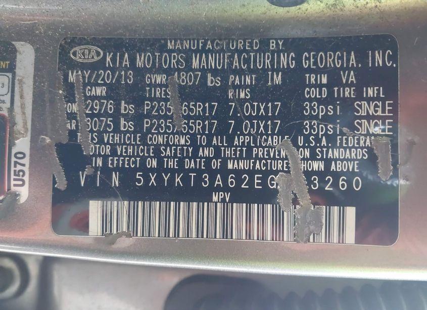 Photo 9 of 2014 Kia Sorento LX (VIN 5XYKT3A62EG473260)