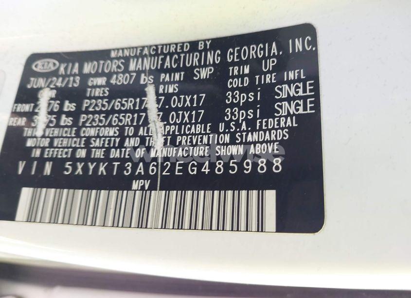 Photo 9 of 2014 Kia Sorento LX (VIN 5XYKT3A62EG485988)