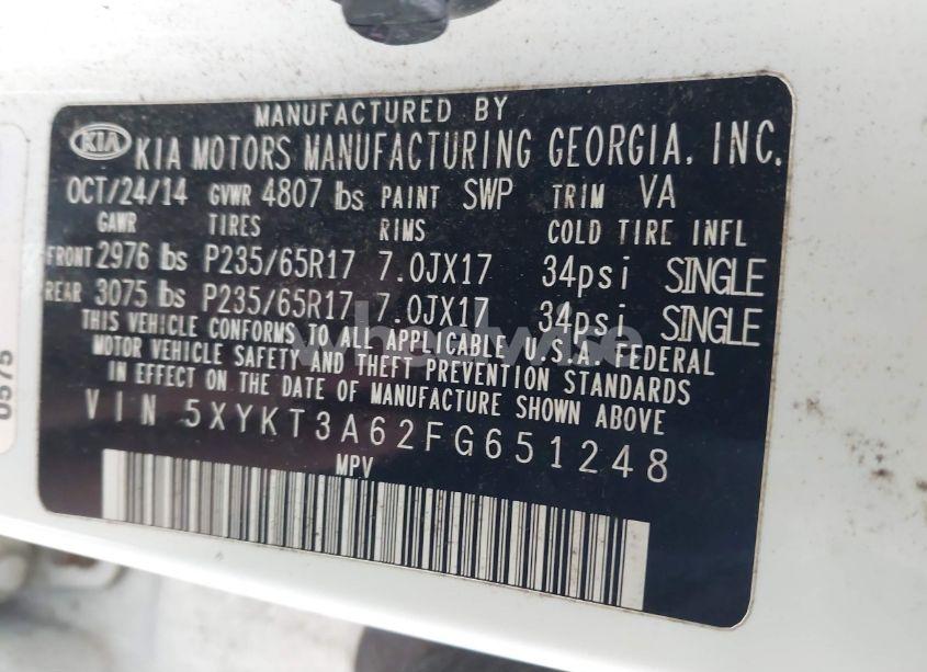 Photo 9 of 2015 Kia Sorento LX (VIN 5XYKT3A62FG651248)