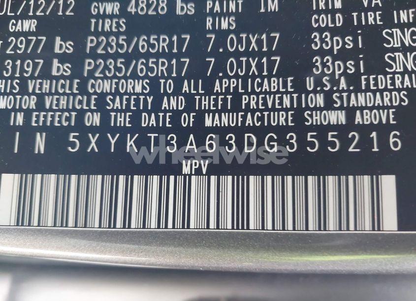 Photo 9 of 2013 Kia Sorento LX (VIN 5XYKT3A63DG355216)