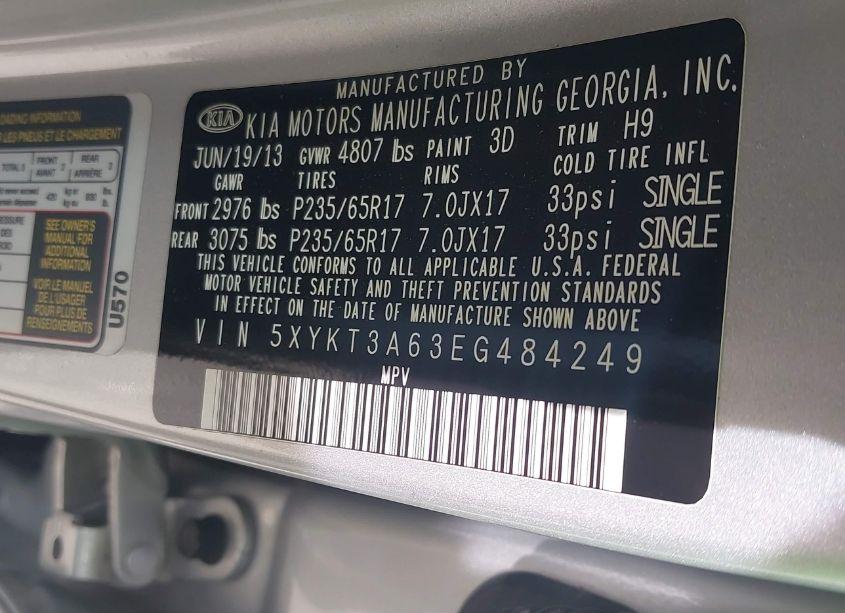 Photo 9 of 2014 Kia Sorento LX (VIN 5XYKT3A63EG484249)