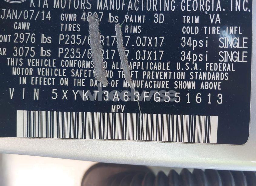 Photo 9 of 2015 Kia Sorento LX (VIN 5XYKT3A63FG551613)