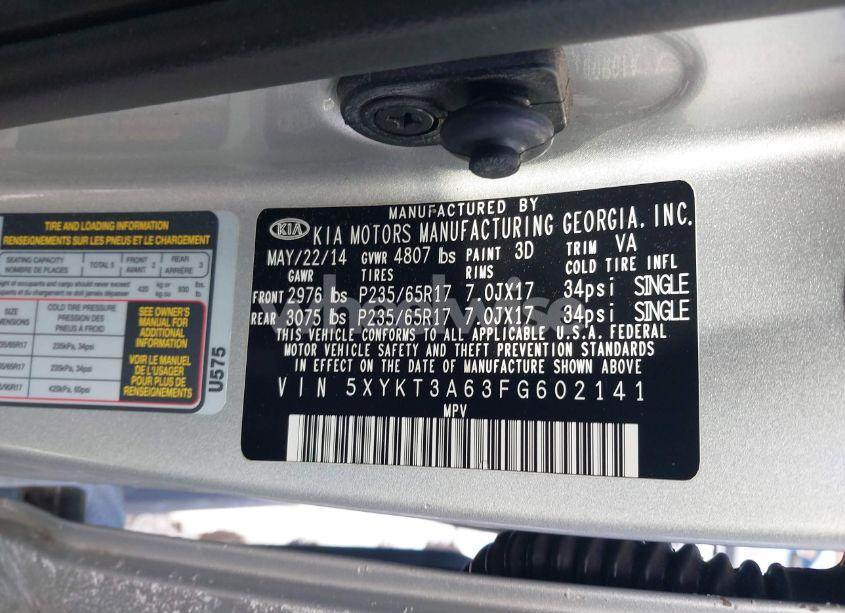 Photo 9 of 2015 Kia Sorento LX (VIN 5XYKT3A63FG602141)