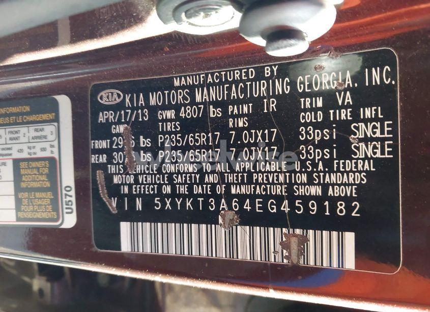 Photo 9 of 2014 Kia Sorento LX (VIN 5XYKT3A64EG459182)