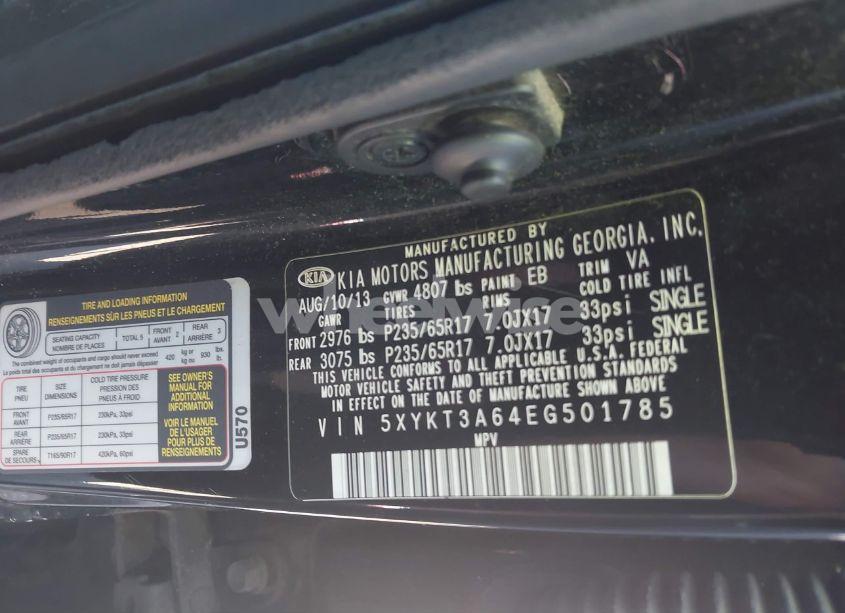 Photo 9 of 2014 Kia Sorento LX (VIN 5XYKT3A64EG501785)