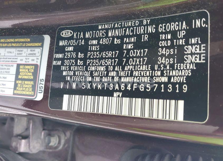 Photo 9 of 2015 Kia Sorento LX (VIN 5XYKT3A64FG571319)