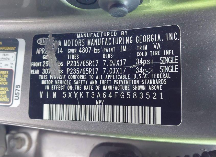 Photo 9 of 2015 Kia Sorento LX (VIN 5XYKT3A64FG583521)