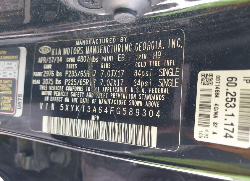 Photo 9 of 2015 Kia Sorento LX (VIN 5XYKT3A64FG589304)