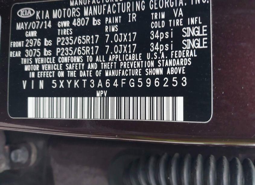 Photo 9 of 2015 Kia Sorento LX (VIN 5XYKT3A64FG596253)