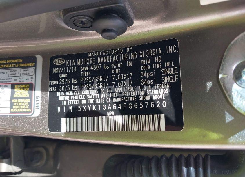 Photo 9 of 2015 Kia Sorento LX (VIN 5XYKT3A64FG657620)