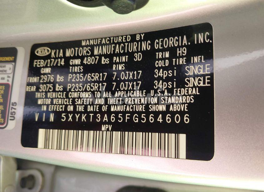 Photo 9 of 2015 Kia Sorento LX (VIN 5XYKT3A65FG564606)