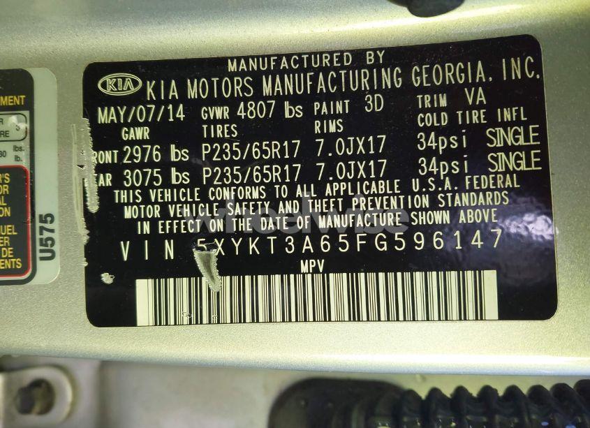 Photo 9 of 2015 Kia Sorento LX (VIN 5XYKT3A65FG596147)