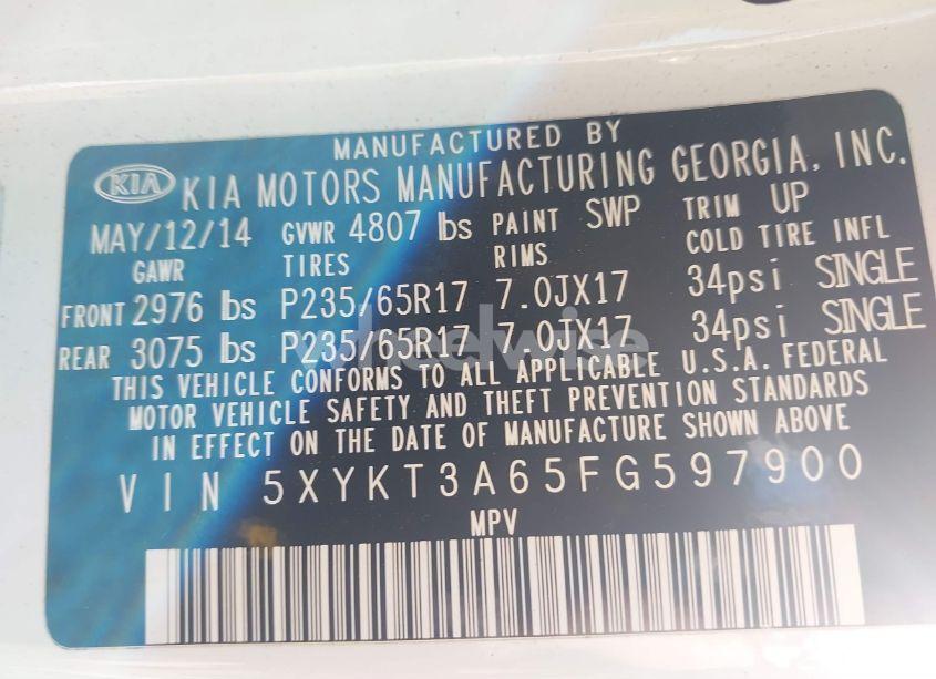 Photo 9 of 2015 Kia Sorento LX (VIN 5XYKT3A65FG597900)