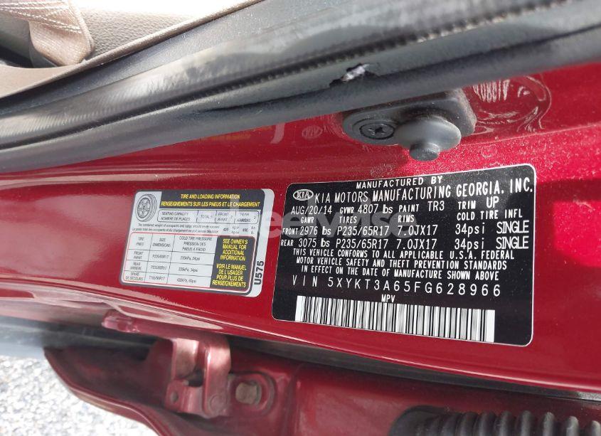 Photo 9 of 2015 Kia Sorento LX (VIN 5XYKT3A65FG628966)