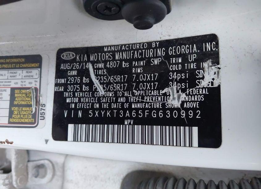 Photo 9 of 2015 Kia Sorento LX (VIN 5XYKT3A65FG630992)