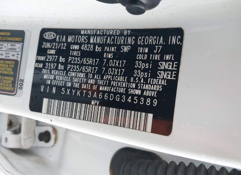 Photo 9 of 2013 Kia Sorento LX (VIN 5XYKT3A66DG345389)