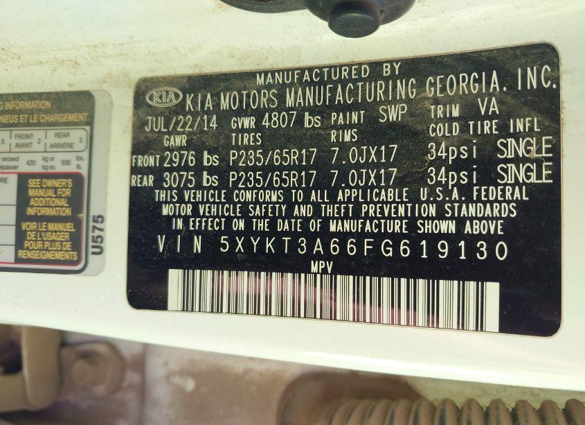 Photo 9 of 2015 Kia Sorento LX (VIN 5XYKT3A66FG619130)