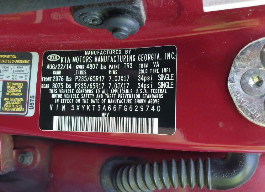 Photo 9 of 2015 Kia Sorento LX (VIN 5XYKT3A66FG629740)