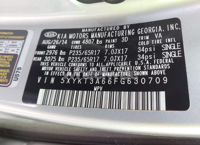 Photo 9 of 2015 Kia Sorento LX (VIN 5XYKT3A66FG630709)