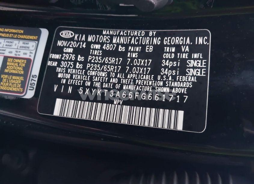 Photo 9 of 2015 Kia Sorento LX (VIN 5XYKT3A66FG661717)