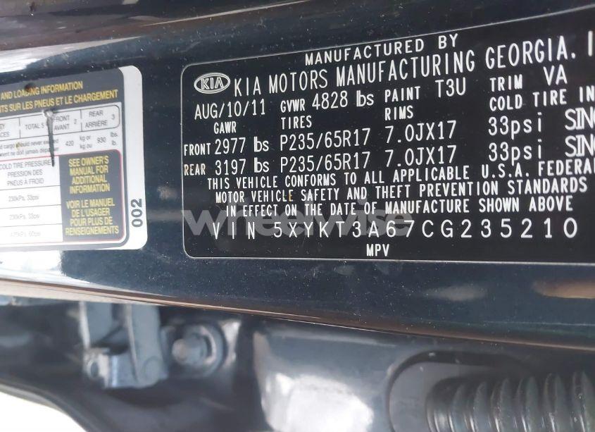 Photo 9 of 2012 Kia Sorento LX (VIN 5XYKT3A67CG235210)