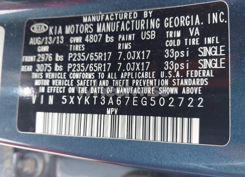 Photo 9 of 2014 Kia Sorento LX (VIN 5XYKT3A67EG502722)