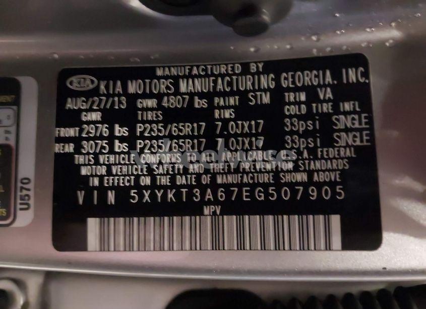 Photo 9 of 2014 Kia Sorento LX (VIN 5XYKT3A67EG507905)