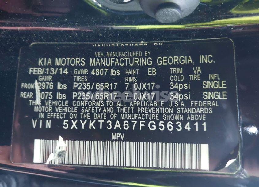 Photo 9 of 2015 Kia Sorento LX (VIN 5XYKT3A67FG563411)