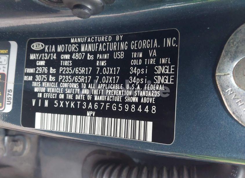 Photo 9 of 2015 Kia Sorento LX (VIN 5XYKT3A67FG598448)