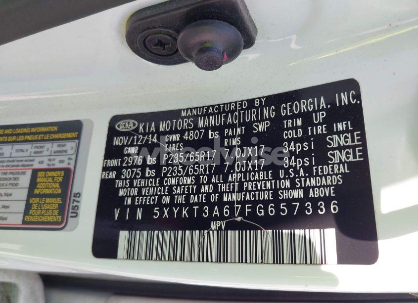 Photo 9 of 2015 Kia Sorento LX (VIN 5XYKT3A67FG657336)