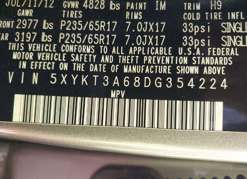 Photo 9 of 2013 Kia Sorento LX (VIN 5XYKT3A68DG354224)