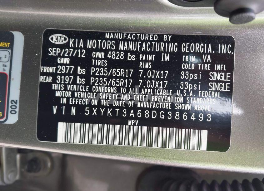 Photo 9 of 2013 Kia Sorento LX (VIN 5XYKT3A68DG386493)