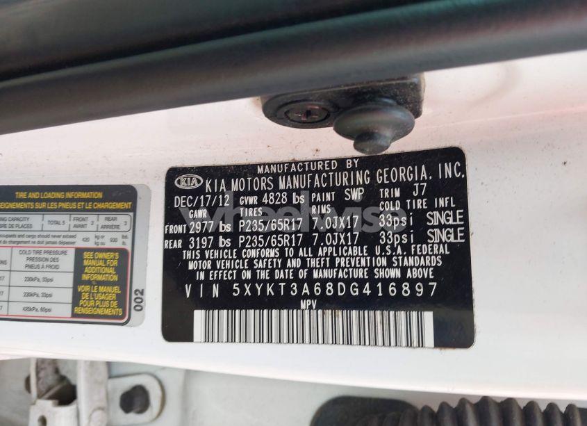 Photo 9 of 2013 Kia Sorento LX (VIN 5XYKT3A68DG416897)