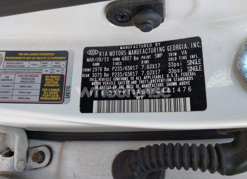 Photo 9 of 2014 Kia Sorento LX (VIN 5XYKT3A68EG441476)