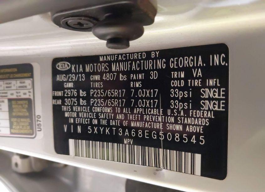 Photo 9 of 2014 Kia Sorento LX (VIN 5XYKT3A68EG508545)