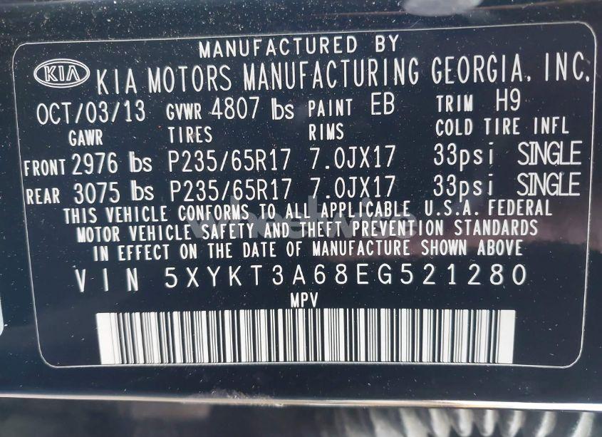 Photo 9 of 2014 Kia Sorento LX (VIN 5XYKT3A68EG521280)