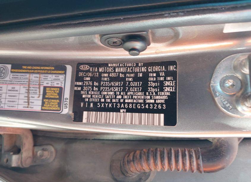 Photo 9 of 2014 Kia Sorento LX (VIN 5XYKT3A68EG543263)